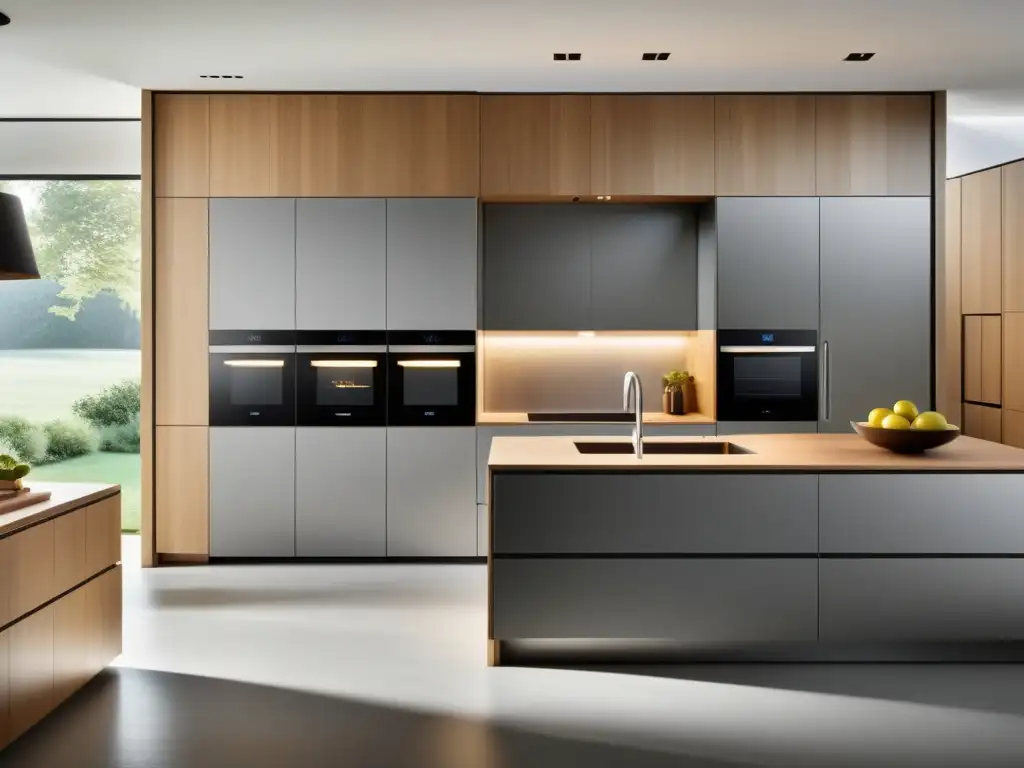 Cocina moderna con electrodomésticos inteligentes y diseño minimalista Electrodomésticos inteligentes para diseño interior: Cocina moderna con tecnología de vanguardia y ambiente cálido contemporáneo