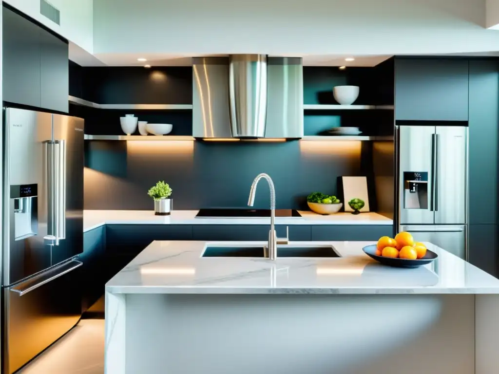 Cocina de lujo con electrodomésticos de última generación y diseño contemporáneo Electrodomésticos de vanguardia en una cocina de ensueño con diseño moderno y elegante, resaltando la tecnología y sofisticación