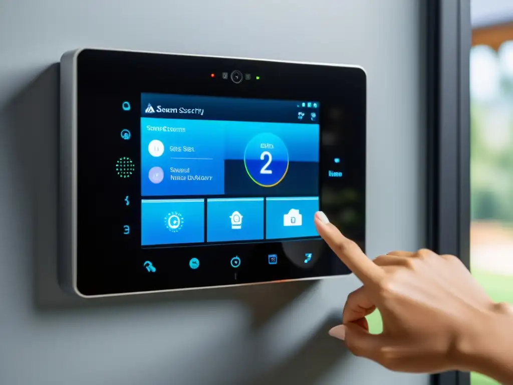 Sistema de seguridad doméstica moderno: control central con pantalla táctil Una elegante guía básica domótica hogar inteligente con moderno sistema de seguridad