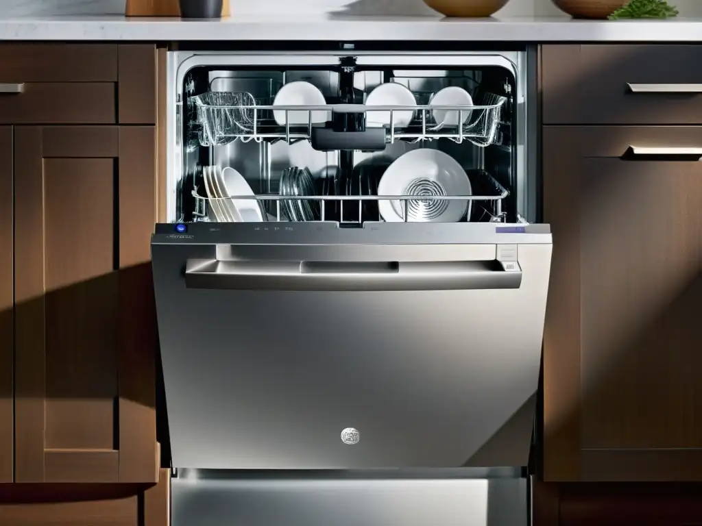 Lavavajillas GE Profile: Elegancia moderna y eficiencia avanzada Un elegante lavavajillas silencioso GE Profile en una cocina moderna y luminosa