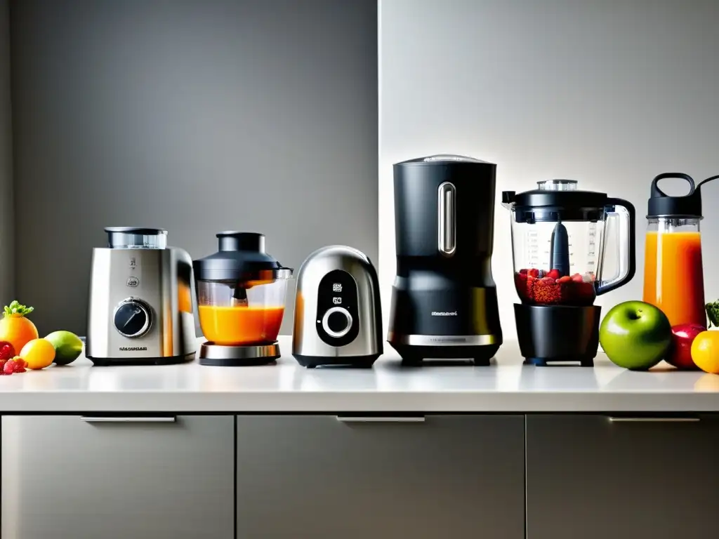 Electrodomésticos modernos para una cocina saludable Encantadora cocina moderna con impacto: batidoras y licuadoras para absorción nutricional, rodeadas de frutas y vegetales vibrantes