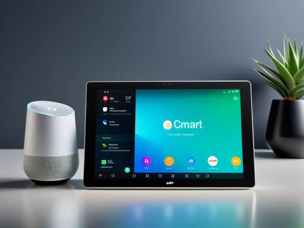 Central de domótica: controla tu hogar con un solo toque Un entorno moderno con tablet, dispositivos inteligentes y control del hogar