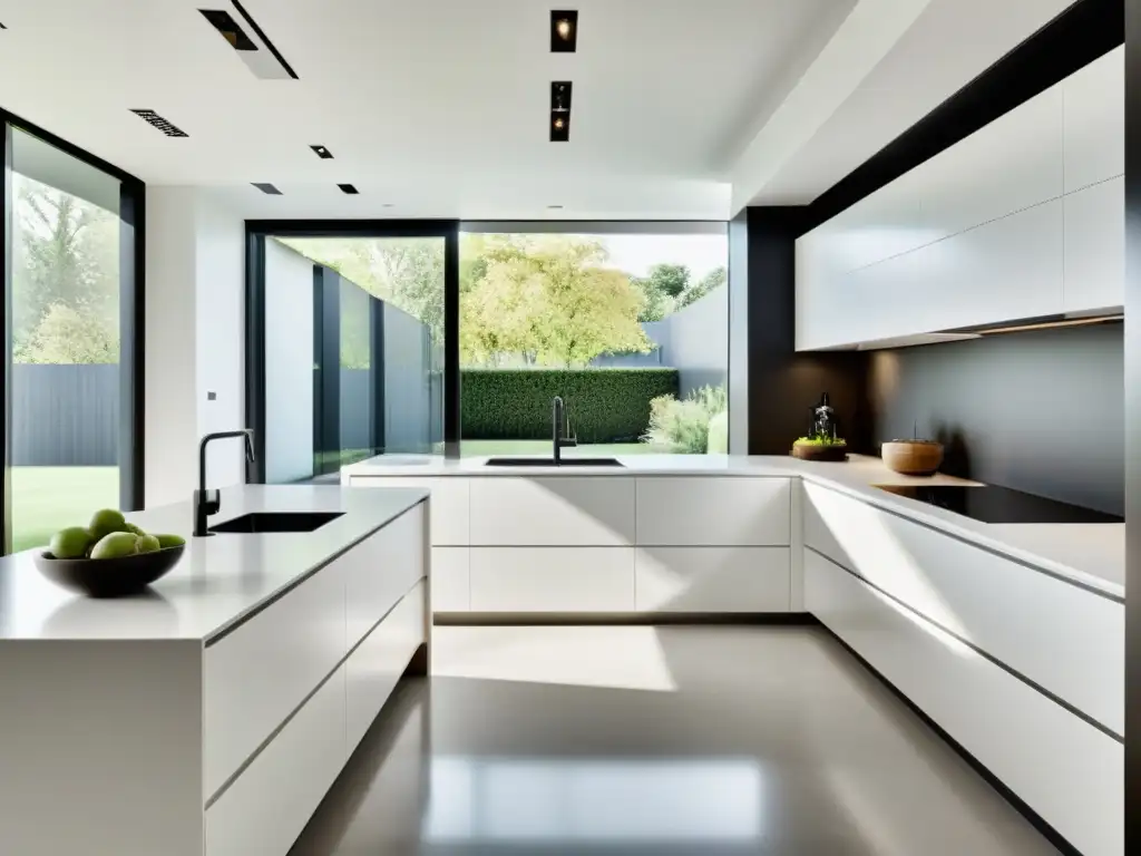 Cocina moderna minimalista con electrodomésticos integrados Espacio de cocina minimalista con electrodomésticos integrados para decluttering, mostrando líneas limpias y organización serena