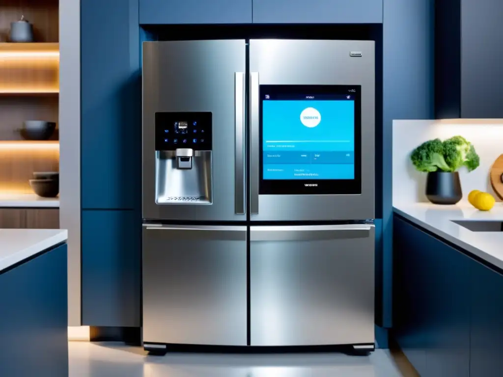 Un espacio de cocina moderno y elegante con electrodomésticos de alta tecnología, integrando la tecnología en diseño de electrodomésticos