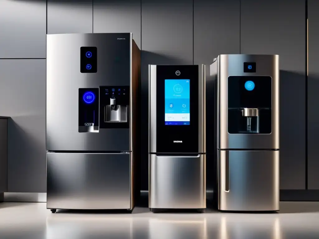 Cocina inteligente: tecnología futurista y minimalista Espacio culinario futurista con electrodomésticos con IA para el hogar, minimalista y sofisticado