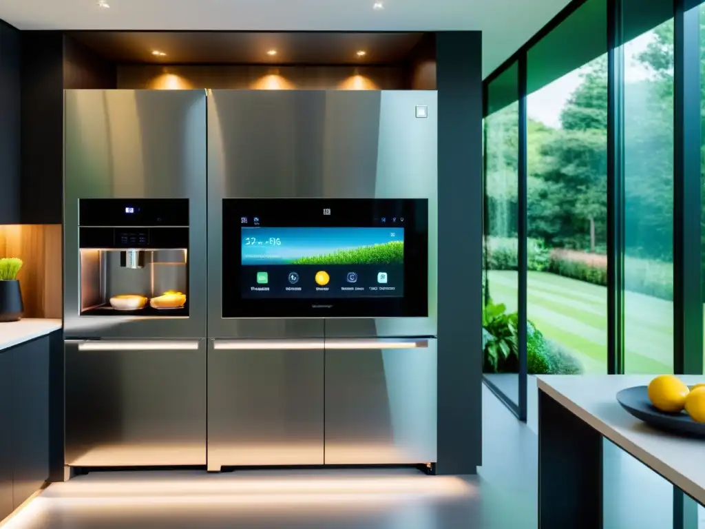 Cocina futurista con electrodomésticos inteligentes integrados Espacio futurista de cocina con electrodomésticos inteligentes integrados en un diseño minimalista, para cocinas del futuro