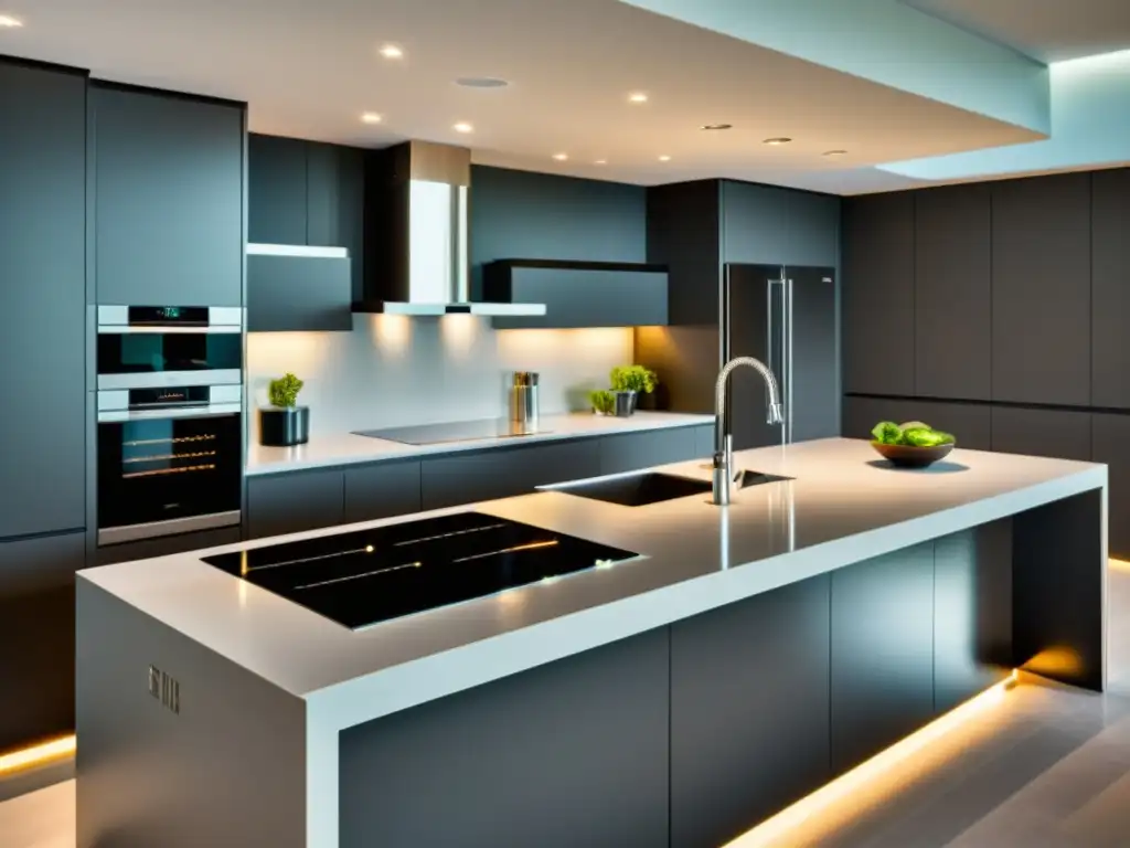 Cocina moderna con encimeras ajustables en cuarzo y diseño accesible Espaciosa cocina moderna con diseño ergonómico para hogar