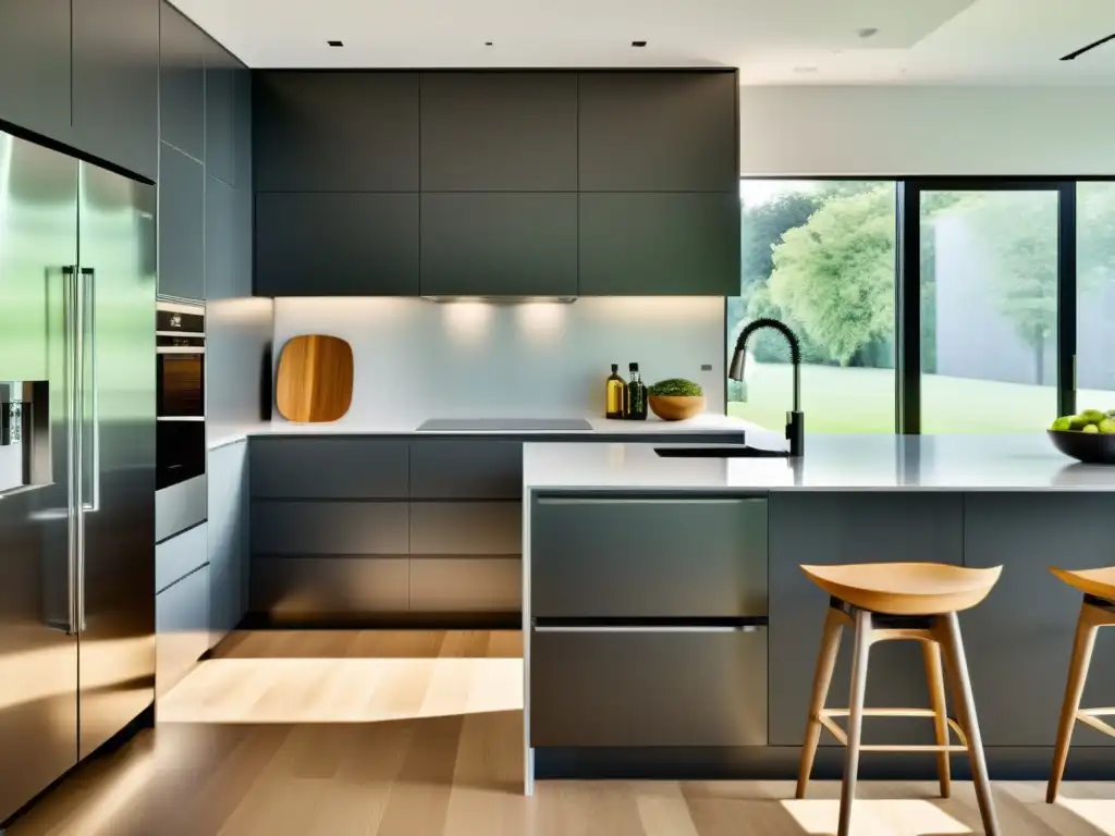 Cocina moderna con electrodomésticos integrados en un diseño minimalista Espaciosa cocina moderna con electrodomésticos integrados en un diseño minimalista