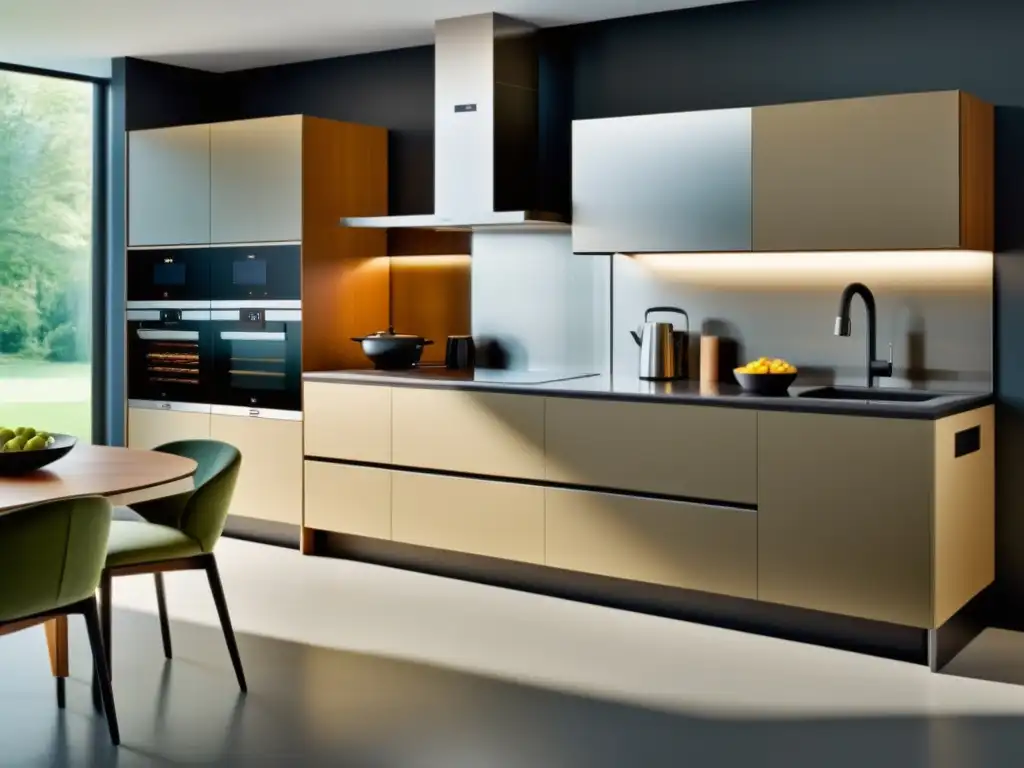 Espaciosa cocina moderna con electrodomésticos adaptados para personas con movilidad reducida