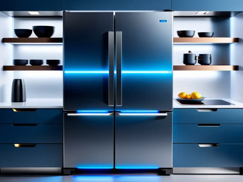 Cocina del futuro: electrodomésticos autónomos en acción Funcionamiento de electrodomésticos autónomos en una cocina moderna de diseño minimalista