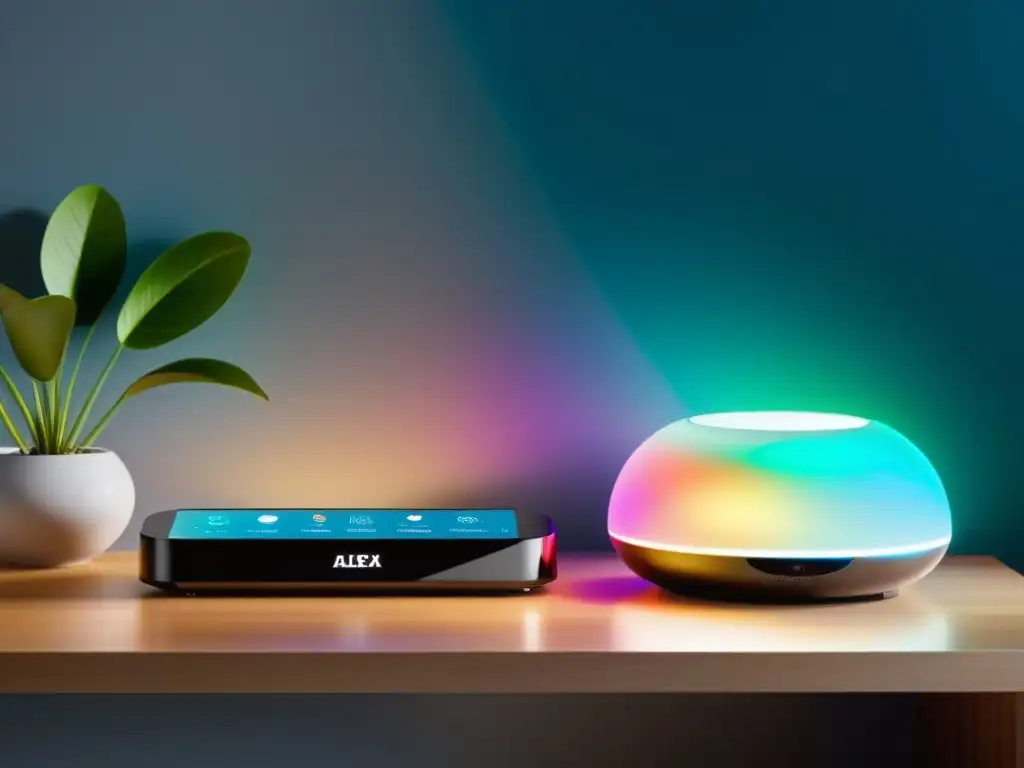 Centro de hogar inteligente: integración sin esfuerzo Un hogar inteligente con dispositivos compatibles con Alexa para hogar inteligente, integración y comodidad en un ambiente moderno y acogedor