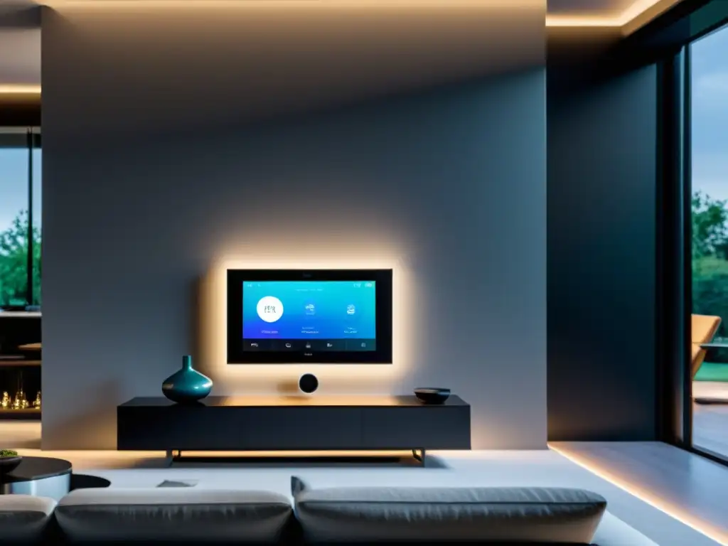 Domótica moderna: hogar inteligente y sofisticado Un hogar inteligente de vanguardia con avances recientes en domótica hogar, que ofrece comodidad, lujo y sofisticación tecnológica