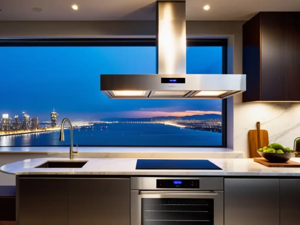 Un horno eléctrico de acero inoxidable en una cocina moderna con descuentos, iluminando una exquisita preparación culinaria