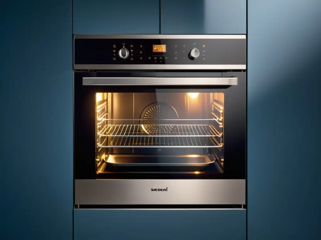 Cocina moderna con hornos pirolítico y catalítico Dos hornos modernos: uno pirolítico con pantalla digital y otro catalítico con puerta de cristal, en una elegante cocina con luz natural