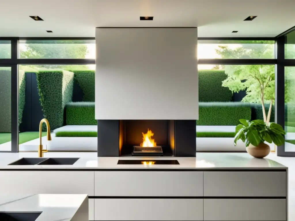 Cocina moderna con hornos brillantes y ventana soleada Dos hornos relucientes, uno pirolítico y otro catalítico, en una cocina moderna y acogedora