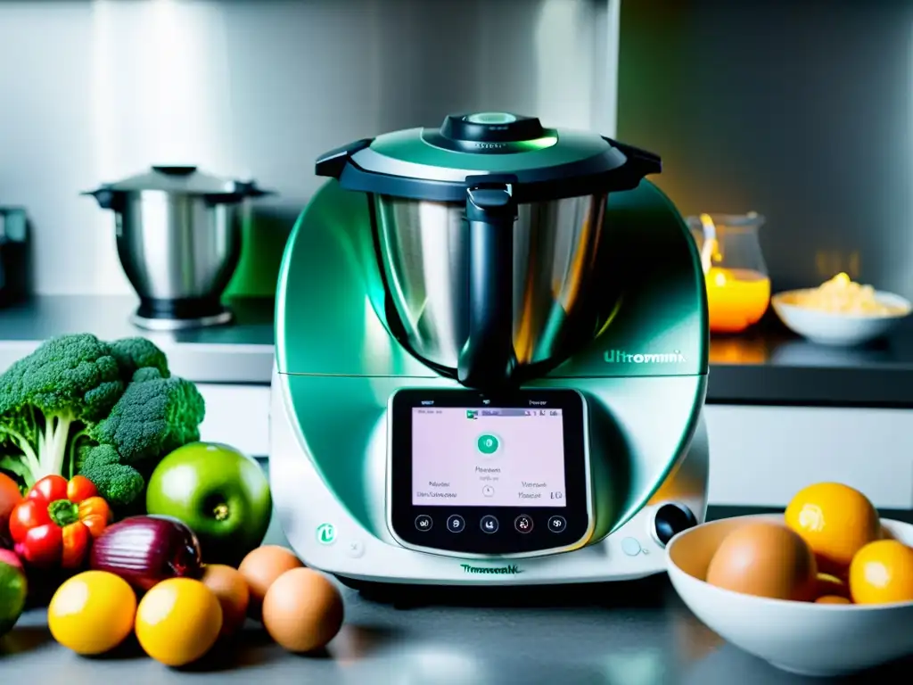 Thermomix TM6: Potencia y Elegancia en Acción Una imagen detallada y vibrante de la Thermomix TM6 en acción, con su diseño moderno y su interfaz intuitiva