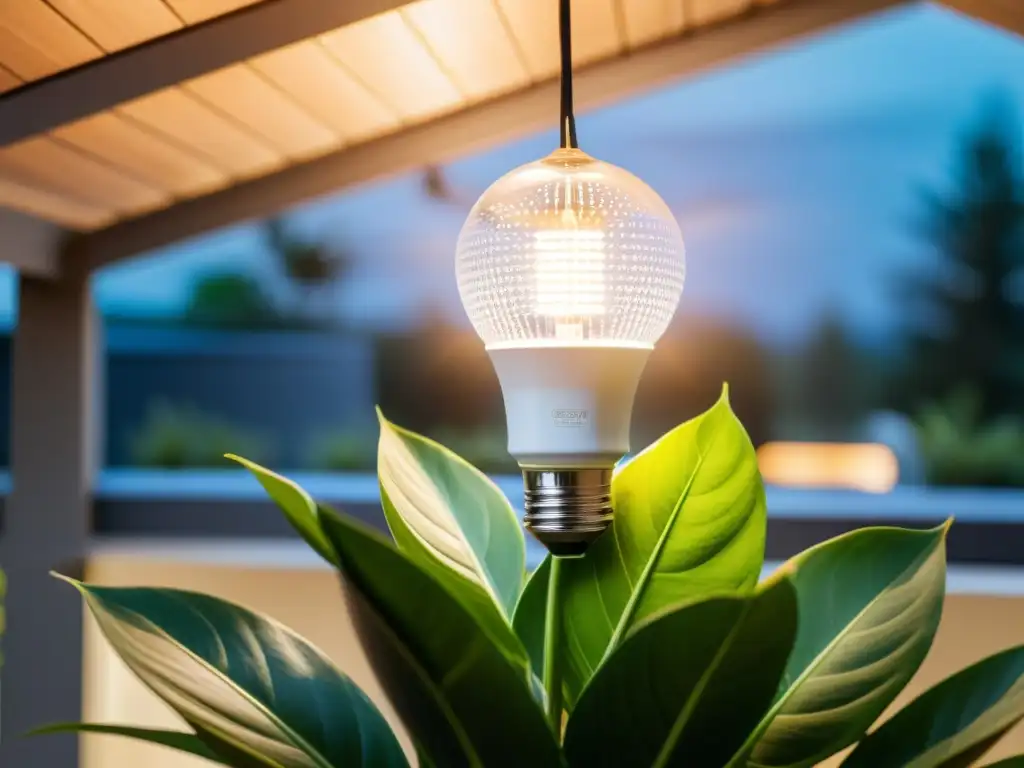 Instalación de bombilla LED inteligente en hogar moderno Instalación de bombilla LED inteligente en casa moderna con tecnología visible y ambiente sostenible