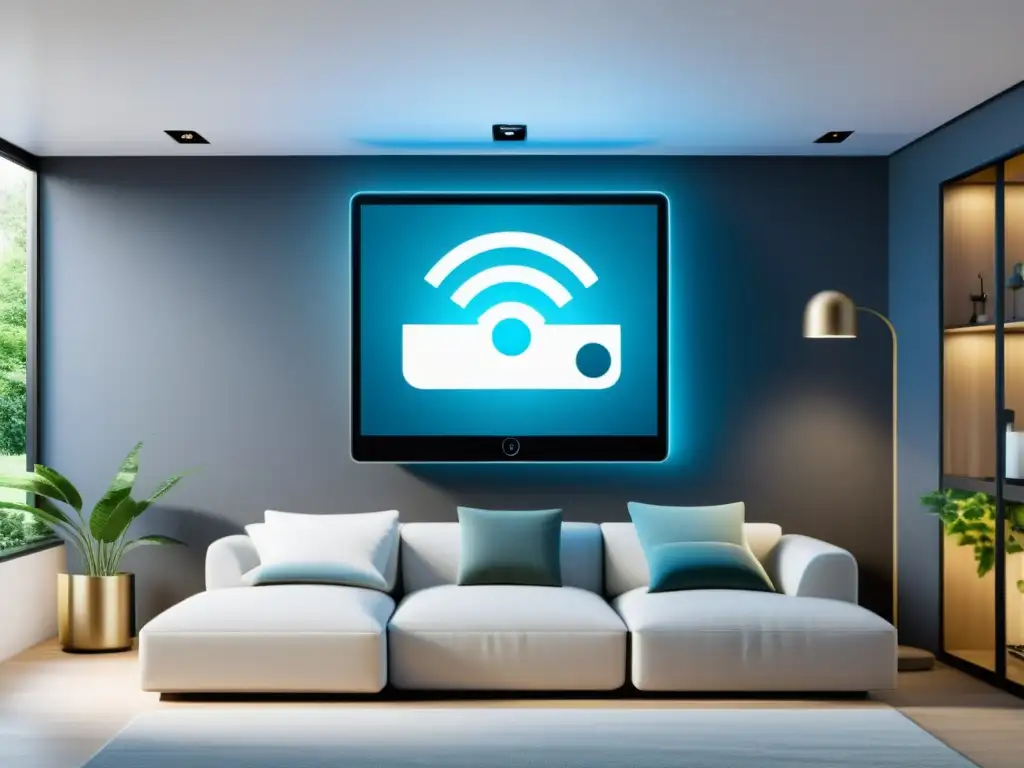 Sistema domótico moderno integrado en una red WiFi segura Integración segura de electrodomésticos inteligentes en red WiFi, comunicación y compatibilidad sin fisuras, diseño minimalista y seguridad reforzada