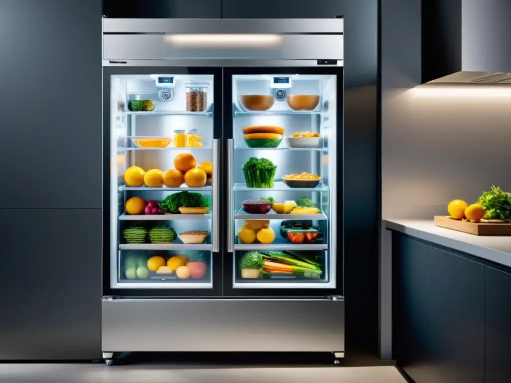 Congelador Liebherr GrandCru: Organización perfecta en un ambiente lujoso Interior organizado de un congelador Liebherr GrandCru con iluminación LED suave, en una cocina contemporánea
