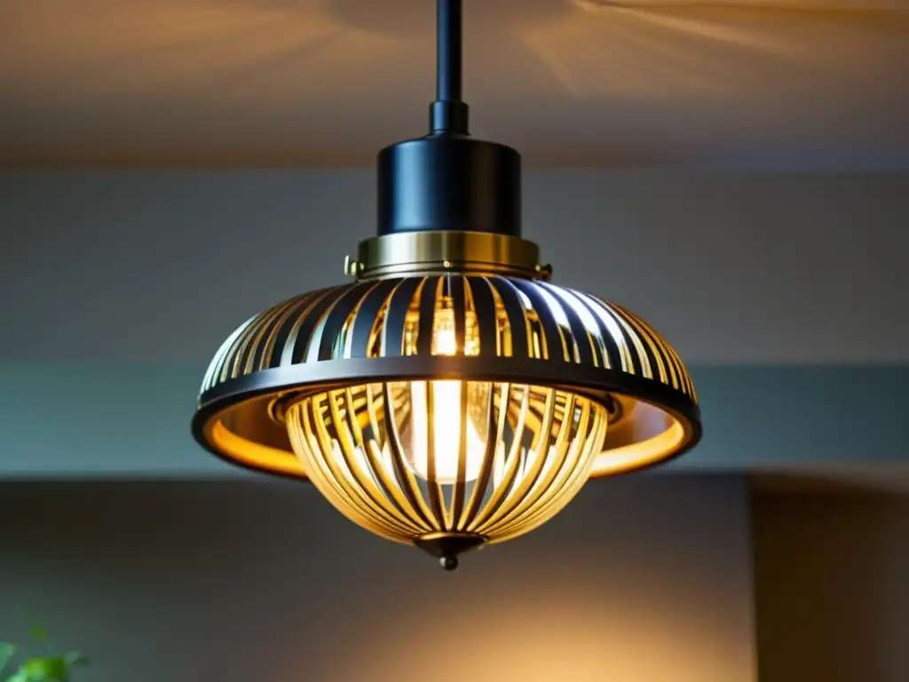 Lámpara colgante de microondas reciclado: innovación y sostenibilidad Una joya de diseño con luz cálida, creada a partir de un viejo microondas en un proceso de upcycling