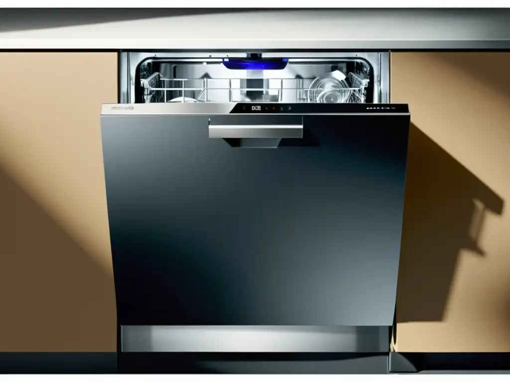 Lavavajillas moderno y eficiente con puerta transparente Lavavajillas silenciosos y ecoeficientes con diseño moderno, iluminación LED y panel de control minimalista