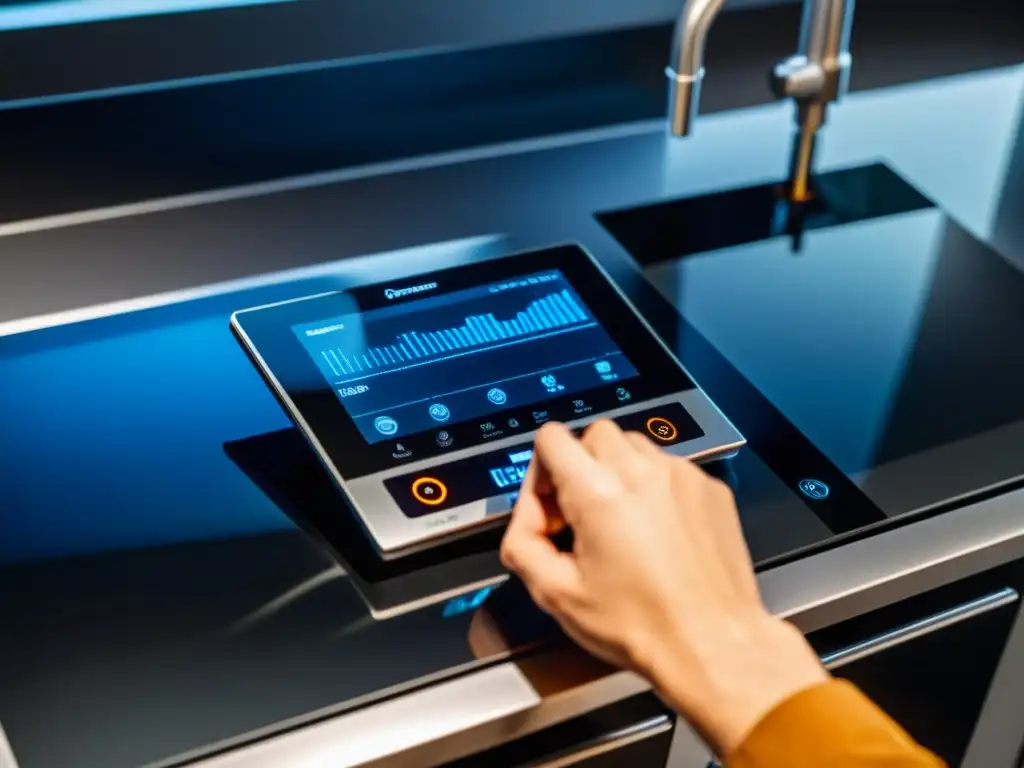 Experto en acción: diagnóstico de inducción Mano de técnico escaneando pantalla de cocina de inducción para reparar pantalla cocina inducción