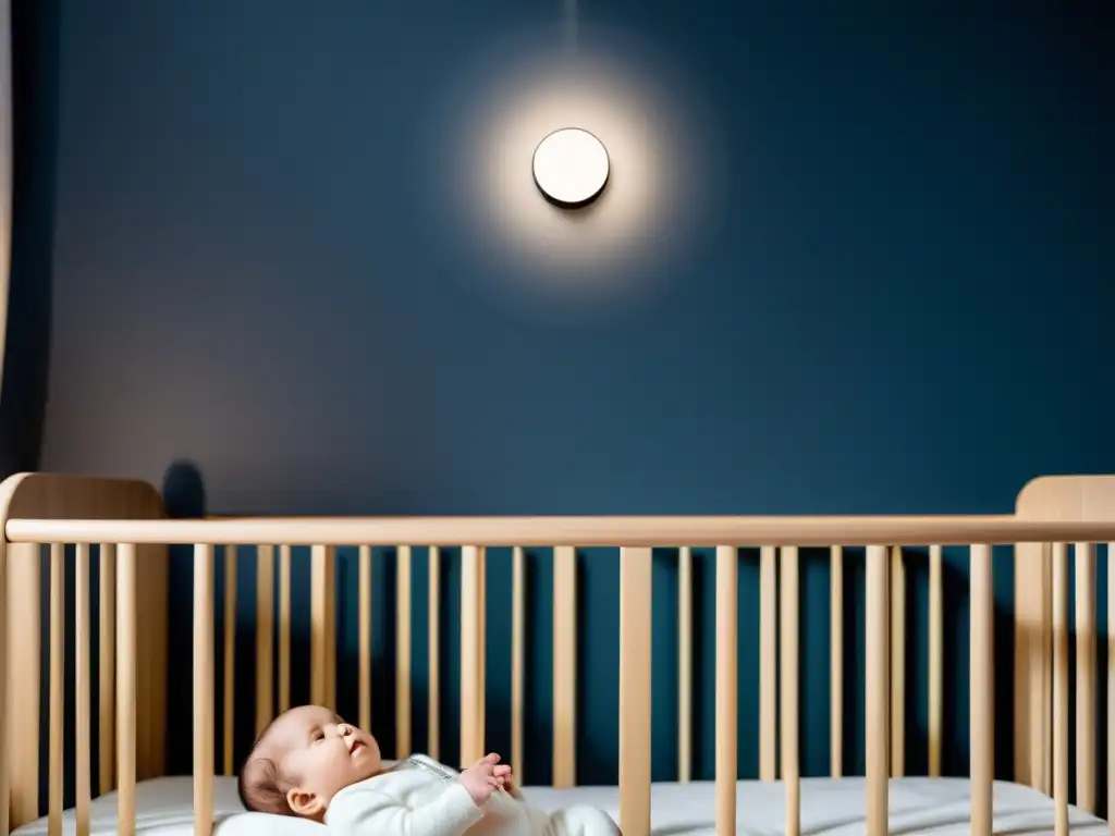 El mejor sistema de monitoreo de bebé Nanit en una moderna y elegante habitación de bebé con una cálida luz nocturna