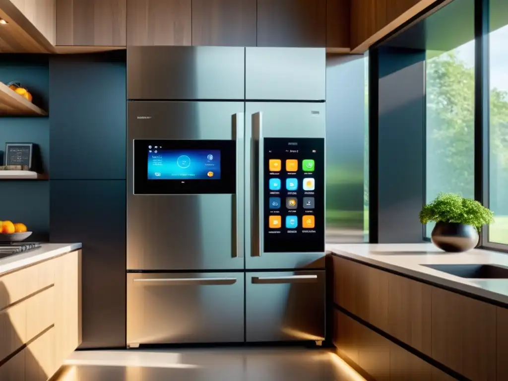 Cocina moderna con electrodomésticos inteligentes de acero inoxidable Moderna cocina con electrodomésticos inteligentes de acero inoxidable