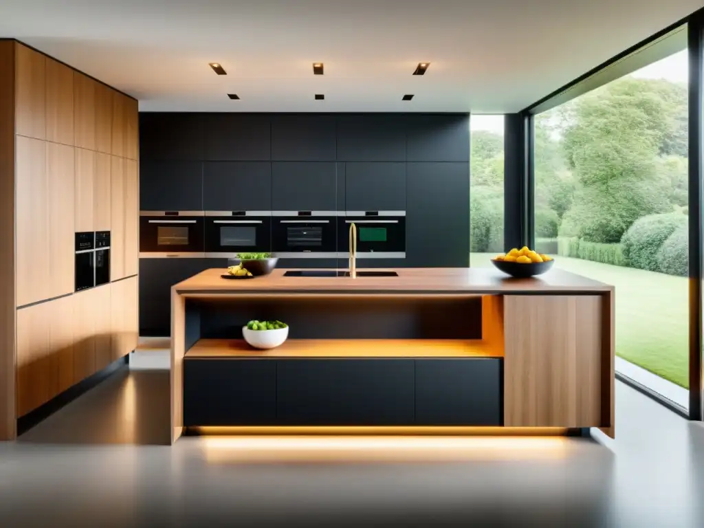 Cocina modular de diseño moderno con electrodomésticos inteligentes y almacenamiento personalizable Moderna cocina modular con electrodomésticos inteligentes, iluminación LED integrada y opciones de almacenamiento personalizables