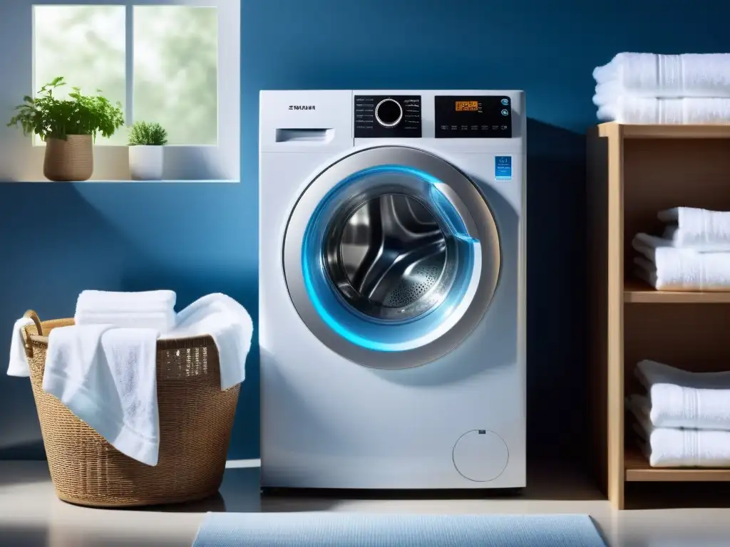 Lavadora ultramoderna: Estilo y limpieza avanzada Modernidad y sofisticación en lavadoras: programas de higiene avanzados en acción