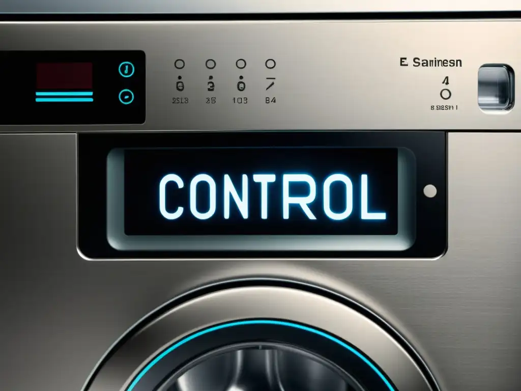 Panel de control de lavadora: Códigos de error E2 y E4 en 8K El moderno panel de control de la lavadora muestra los errores E2 y E4 en rojo