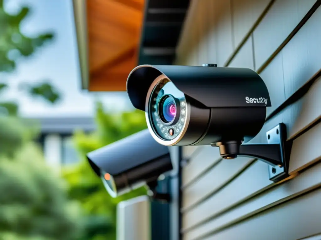 Sistema de cámaras de seguridad modernas para hogar Moderno sistema de cámaras de seguridad con diseño discreto y tecnología de detección de movimiento
