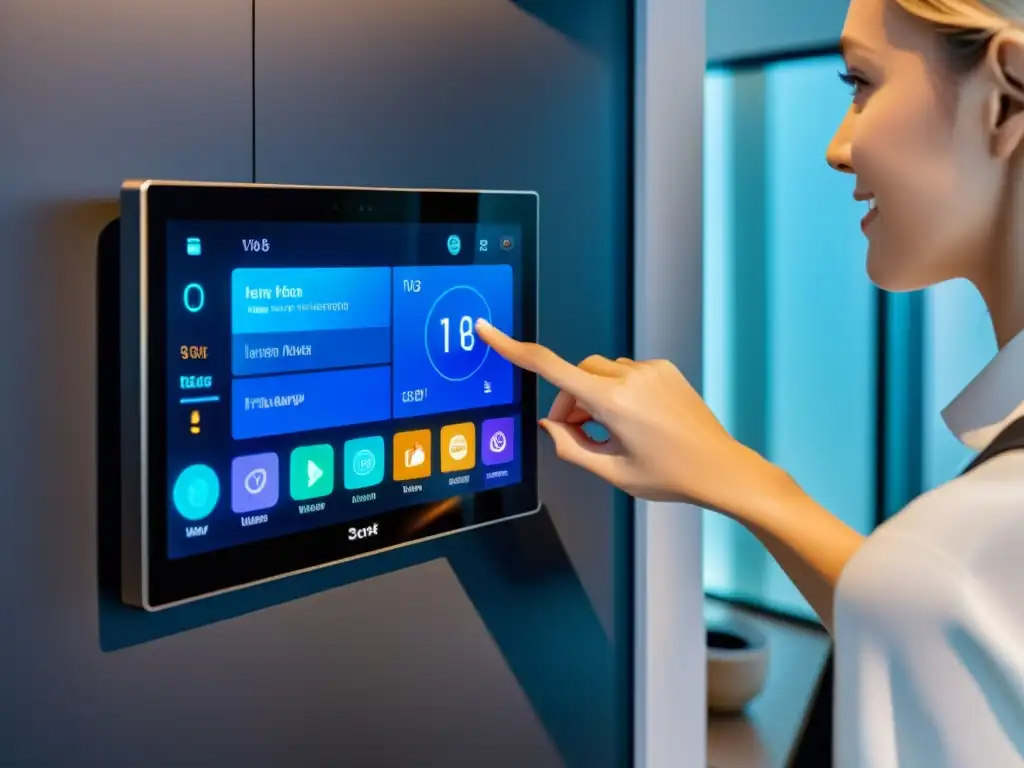 Panel de control de dispositivo doméstico inteligente con pantalla táctil vibrante y ajuste de configuración