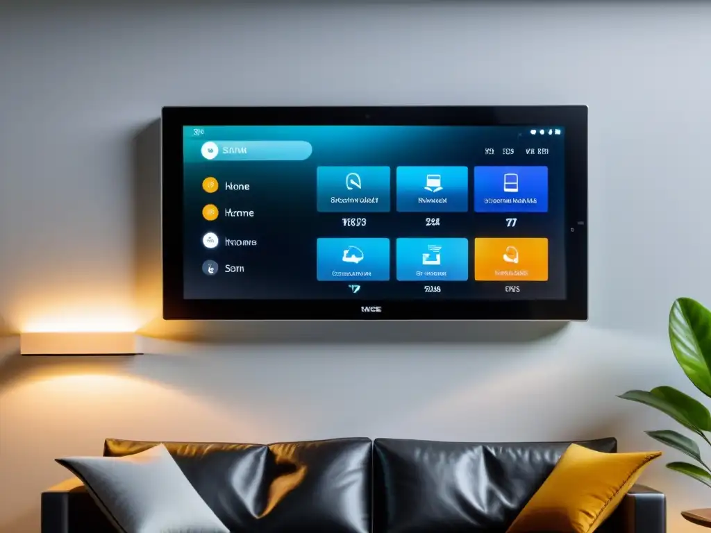 Panel de control domótico: tecnología moderna en un hogar inteligente Panel de control domótico en hogar moderno con tendencias automatización hogar 2023