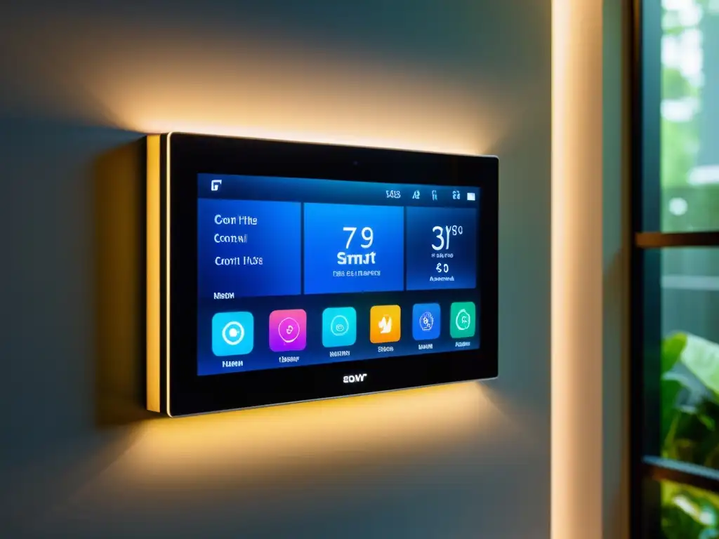 Panel de control de hogar inteligente: sofisticación tecnológica en casa Panel de control inteligente en hogar moderno con tecnología de vanguardia
