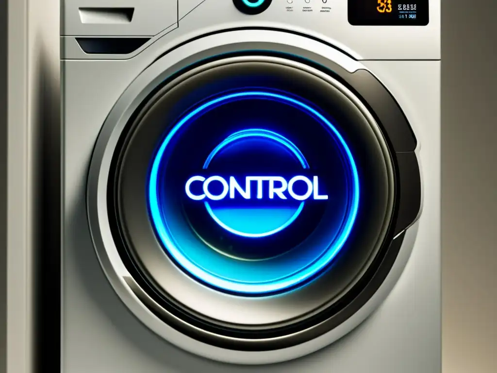 Panel de control de lavadora de alta tecnología Panel de control de lavadora moderna con programas de higiene avanzados, botones táctiles iluminados y estética minimalista