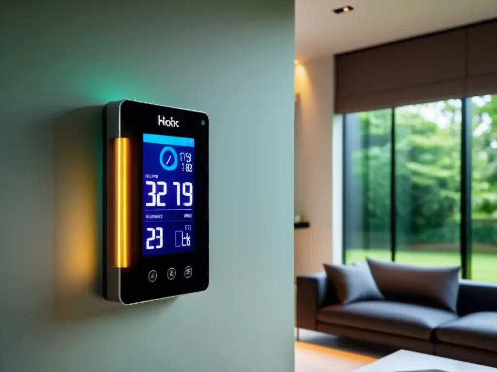 Panel de control inteligente para el hogar: tecnología futurista integrada Panel de termómetros y sensores inteligentes hogar, integrado en un ambiente moderno y conectado, mostrando datos digitales en tiempo real