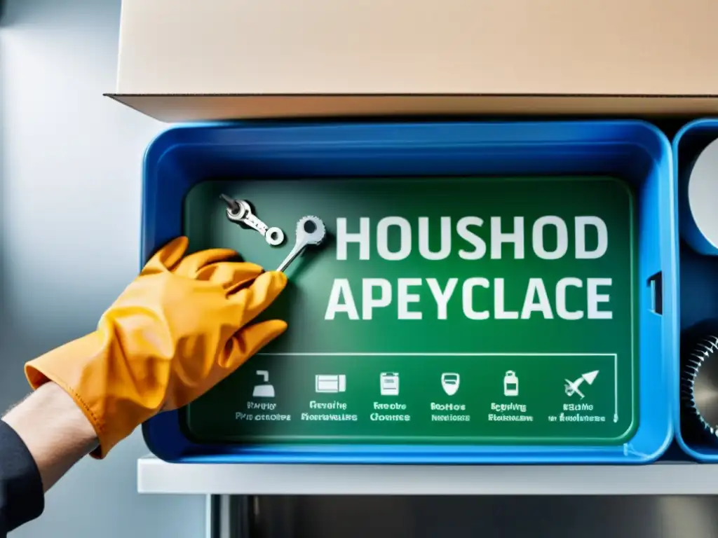 Desmontaje preciso y ecológico de electrodomésticos Persona desmontando electrodoméstico para reciclaje, con precisión y cuidado en un espacio organizado