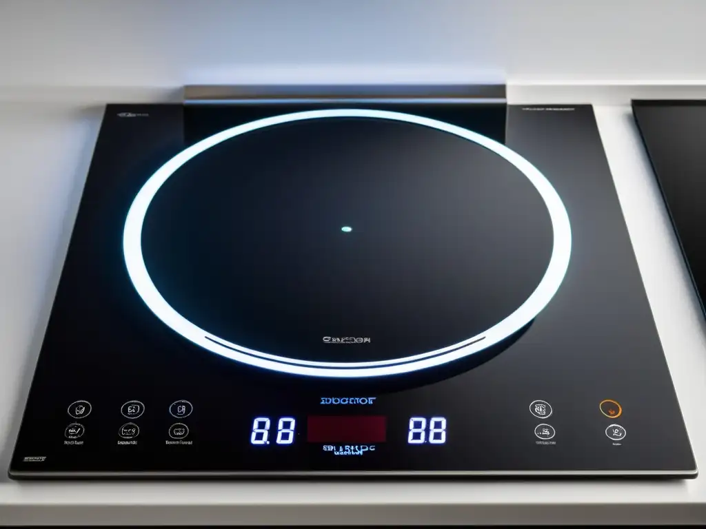 Inducción moderna: precisión y tecnología de alto rendimiento Placas de inducción de alto standing: Moderna placa con controles precisos, superficie de vidrio negro y luces LED sutiles