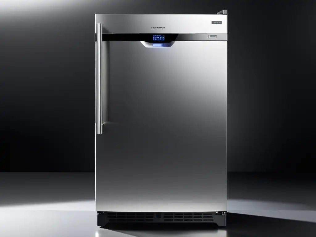 Refrigerador moderno: diseño elegante y frescura Un refrigerador moderno con tecnología Inverter y diseño elegante, exhibe sus ventajas en una cocina contemporánea
