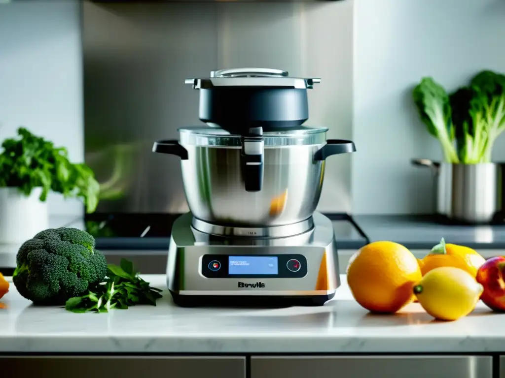 Breville Sous Chef: Cortes de precisión en acción Robot de cocina Breville realizando los mejores cortes con precisión en una cocina moderna y sofisticada