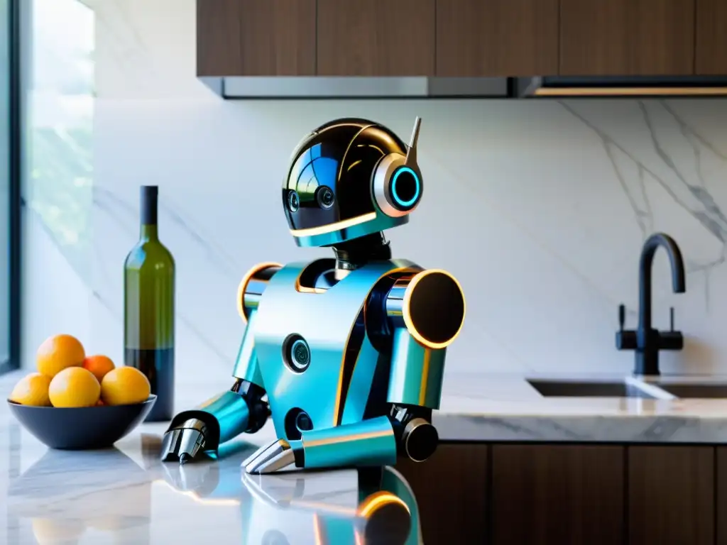 Robot de cocina moderno en patrón geométrico vibrante Un robot de cocina personalizado con vinilo en un elegante ambiente de cocina moderna