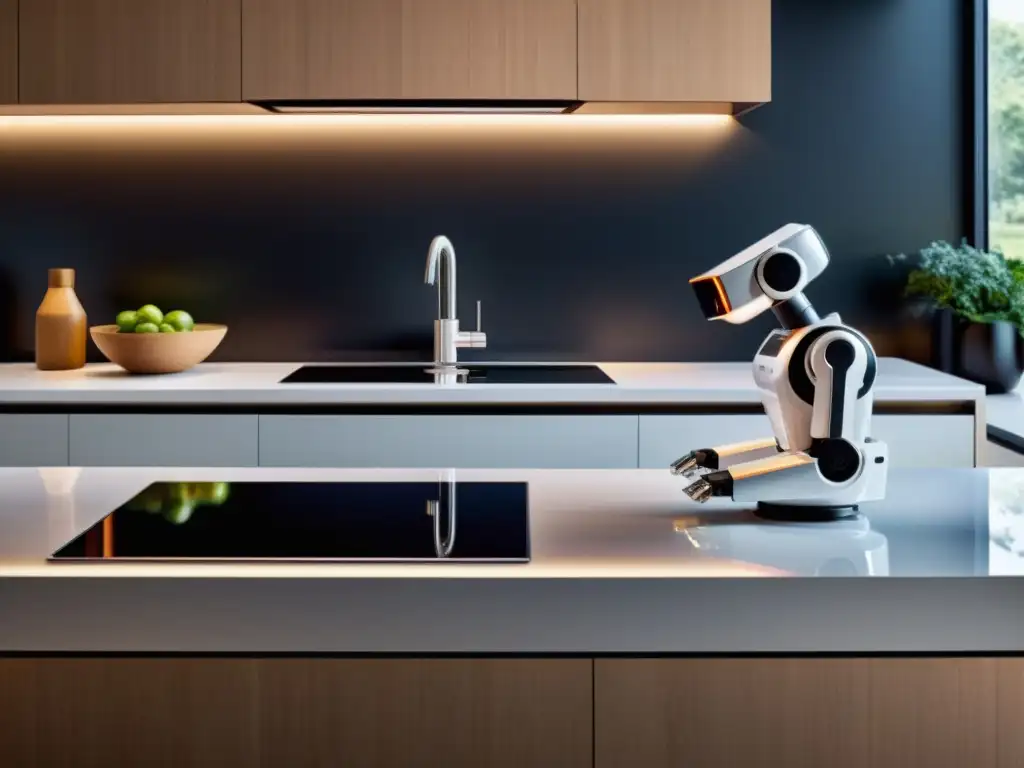 Un robot de cocina multifunción con diseño elegante y compacto, ideal para cocinas pequeñas