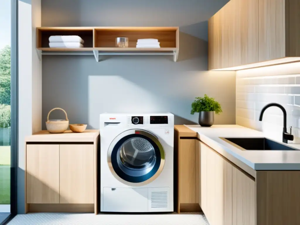 Un secador de ropa Bosch Serie 8 moderno y elegante con panel de control digital y luz LED interior, en un ambiente contemporáneo