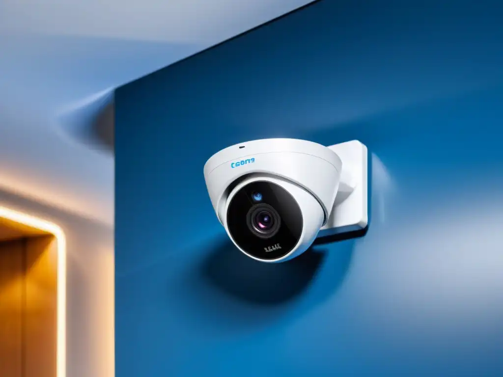 Seguridad elegante para hogares modernos Cámara de seguridad futurista en elegante sala de estar
