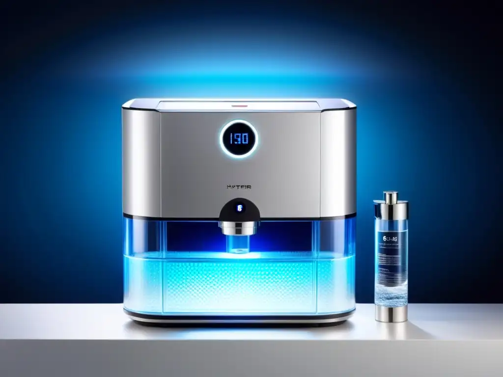 Sistema de purificación de agua transparente de alta tecnología Sistema de purificación de agua bajo el lavamanos con tecnología avanzada y luces LED azules, filtrando el agua