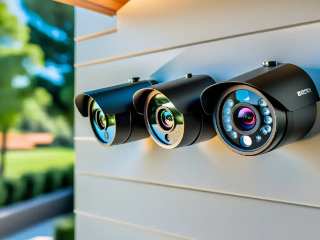 Un sistema de cámaras de seguridad moderno y elegante en una casa contemporánea