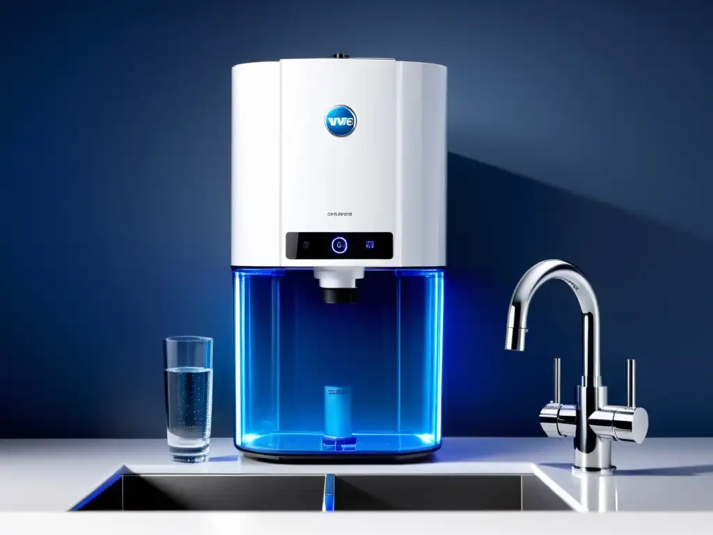 Sistema de filtración de agua innovador bajo el fregadero Un sistema de filtrado de agua integrado bajo el fregadero, con tecnología avanzada de carbono activo, ósmosis inversa y tratamiento con luz UV