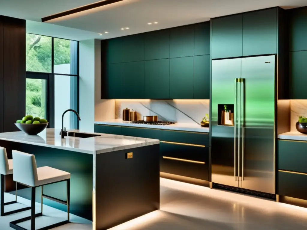 Cocina moderna de lujo con electrodomésticos integrados Sistemas de cocina integrados exclusivos en un ambiente moderno y sofisticado con acabados de alta gama y una estética minimalista