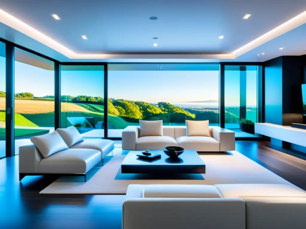 Domótica moderna: hogar inteligente y automatizado Sistemas domótica inversión hogar: Casa moderna con tecnología integrada, mobiliario futurista y comodidades de lujo